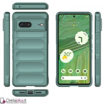 Magic Shield guminis dėklas su kameros apsauga - žalias (Google Pixel 7)
